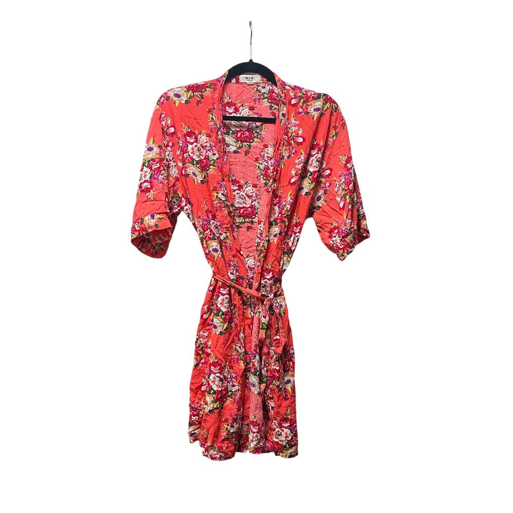 M.C.W Floral Robe, Coral, One Size
